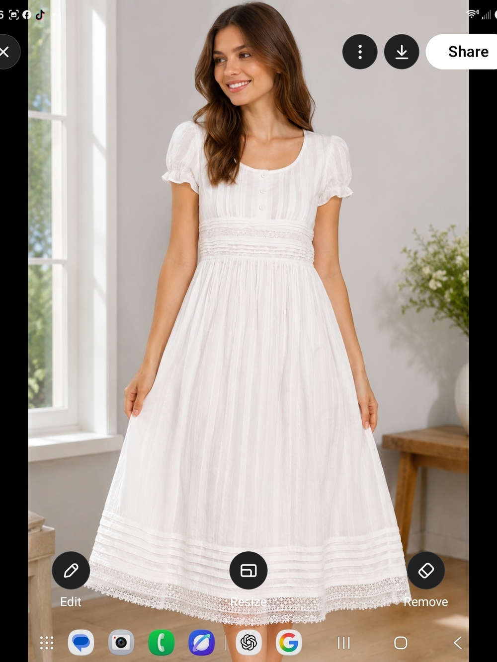 J. Crew White Maxi Dress with Lace Hem